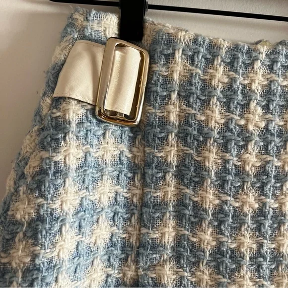 Vintage 90s Y2K Berto Lucci Made in Italy Barbiecore Baby Blue Tweed Mini Skirt - Picture 4 of 13